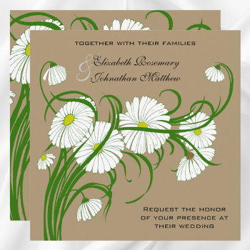 Vintage White Gerber Daisy Flowers Wedding Set Invitation by InvitationCafe at Zazzle