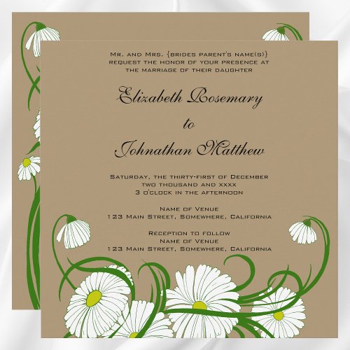 Vintage White Gerber Daisy Flowers Wedding Set Announcements