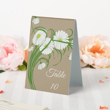 Vintage White Gerber Daisy Flowers Wedding Set Table Tent Sign by InvitationCafe at Zazzle