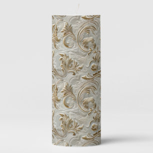 Vintage white gold tooled leather pillar candle