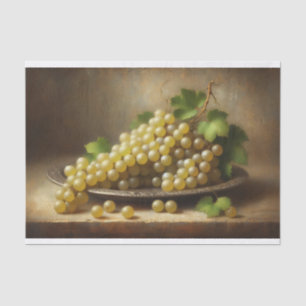 Vintage White Grapes Still Life Decoupage Tissue Paper