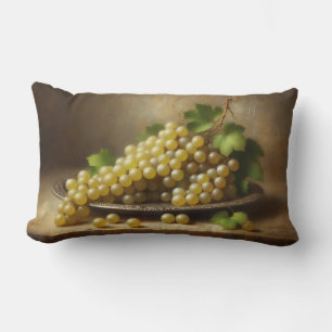 Vintage White Grapes Still Life Lumbar Pillow