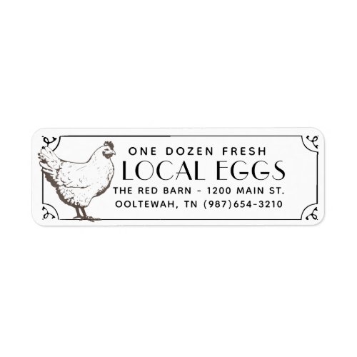 Vintage White Hen Egg Carton Return Address Label 