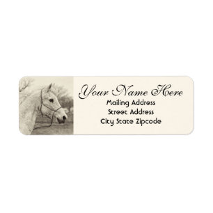 Vintage White Horse Return Address Label