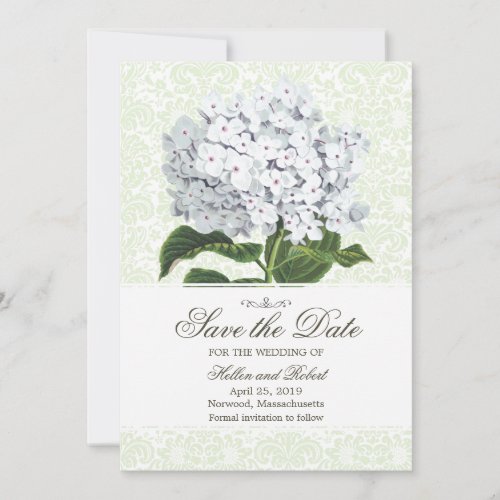Vintage White Hydrangea Save The Date