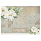 Vintage White Ivory Floral Old World Map Decoupage
