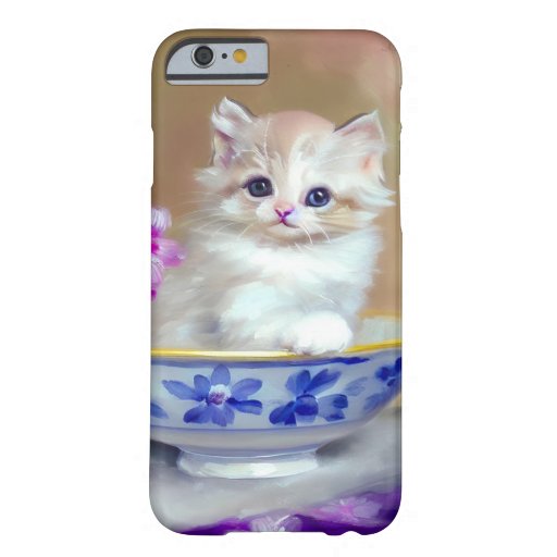 Vintage White Kitten Illustration Barely There iPhone 6 Case