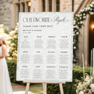 Vintage White Lace 12 Tables Seating Chart Sign