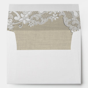 Vintage White Lace and Burlap Envelope