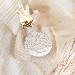 Vintage White Lace and Linen Custom Wedding Keychain