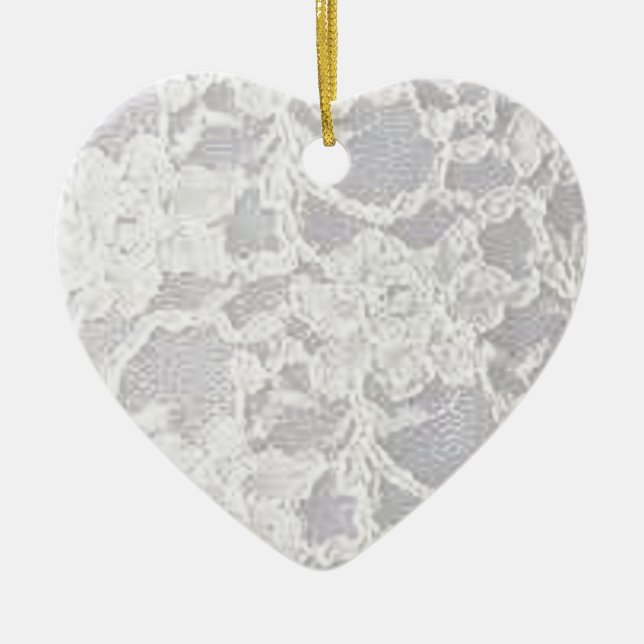 Vintage White Lace Ceramic Ornament (Front)