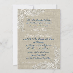Vintage White Lace Design Wedding Invitation