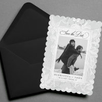 Vintage White Lace Elegant 2 Photo Wedding