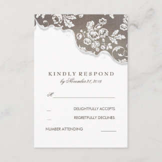 Vintage White Lace Rustic Wedding RSVP