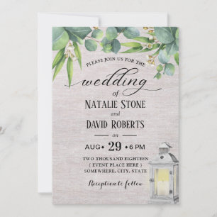 Vintage White Lantern Elegant Foliage Wedding Invitation