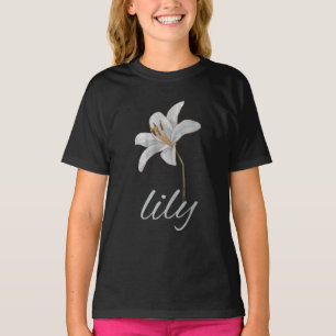 vintage white lily flower retro floral T-Shirt