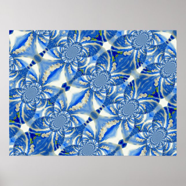 Vintage white orchid mandala  poster (Front)