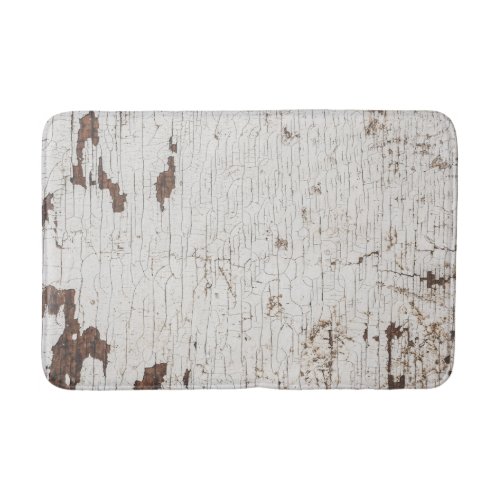 Vintage White Painted Wood Bath Mat