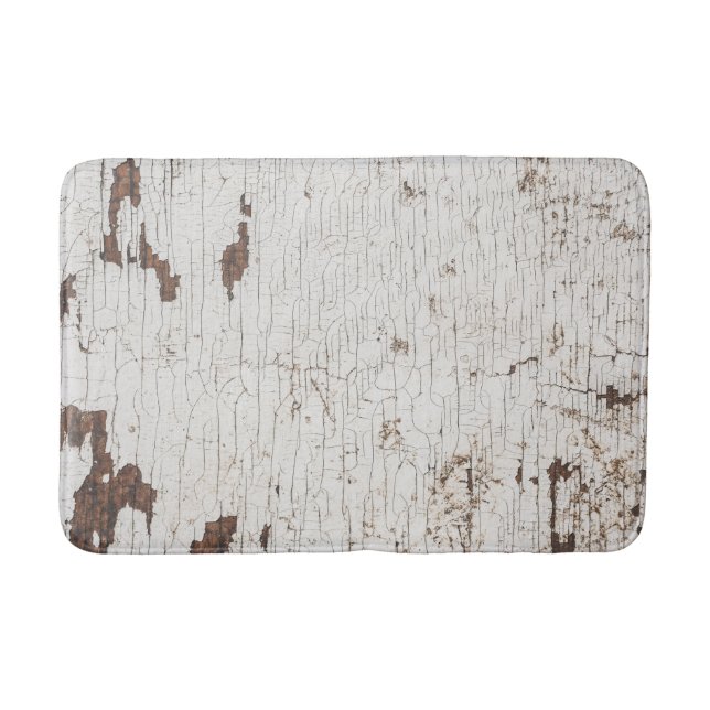 Vintage White Painted Wood Bath Mat (Front)