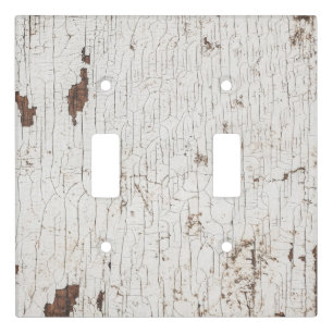 Vintage White Painted Wood Light Switch Cover