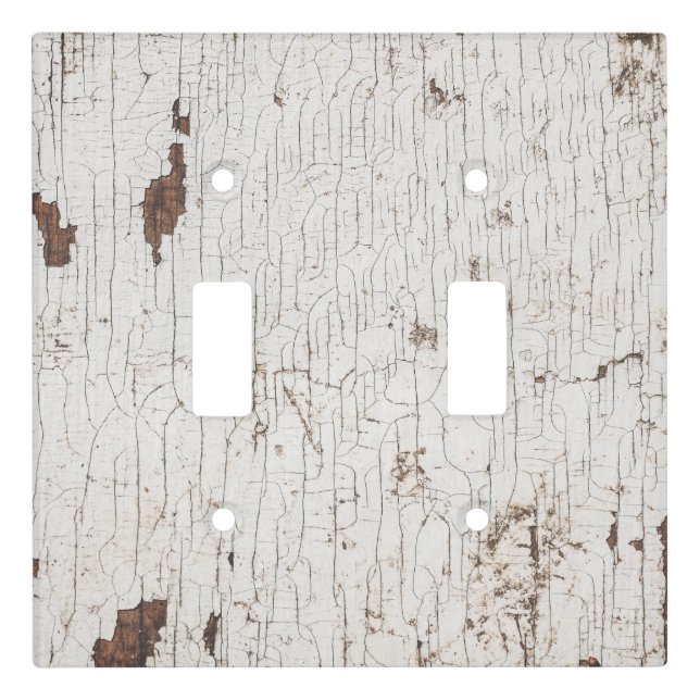 Vintage White Painted Wood Light Switch Cover (Front)