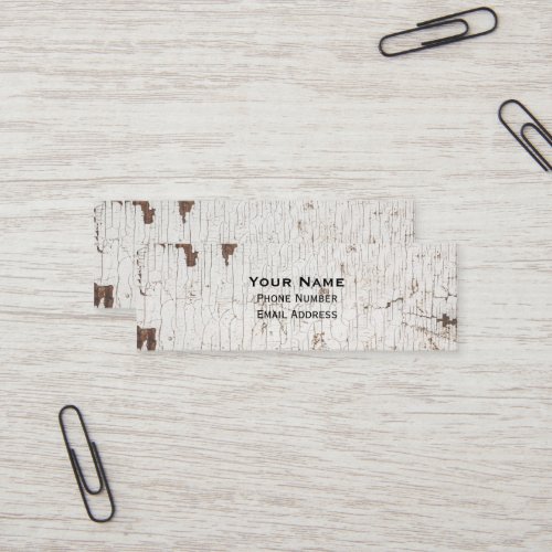 Vintage White Painted Wood Mini Business Card
