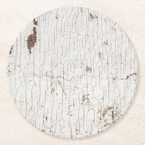 Vintage White Painted Wood Round Paper Coaster