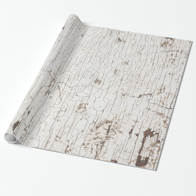 Vintage White Painted Wood Wrapping Paper (Unrolled)