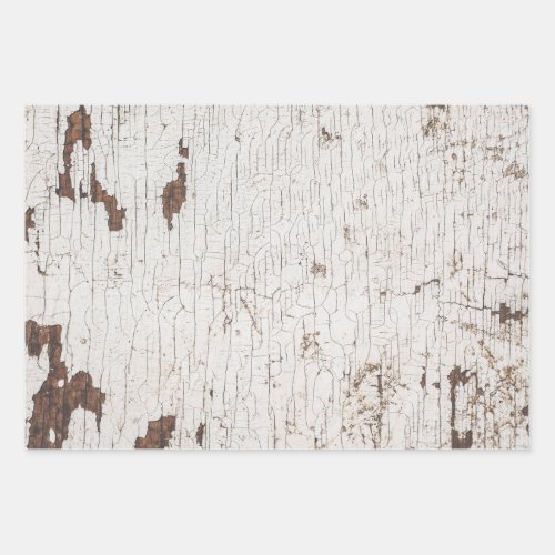 Vintage White Painted Wood Wrapping Paper Sheets