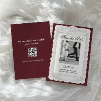 Vintage White Paper Lace Burgundy Photo Wedding