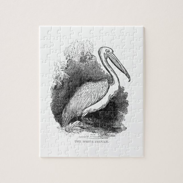 Vintage White Pelican Jigsaw Puzzle (Vertical)