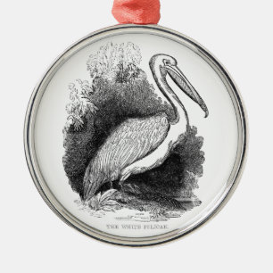 Vintage White Pelican Metal Ornament