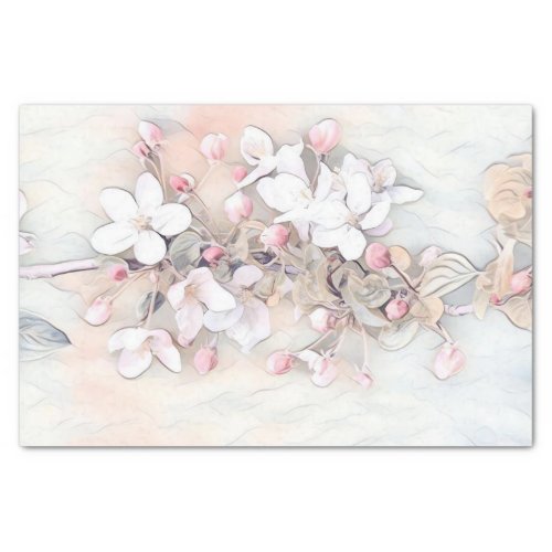 Vintage white pink cherry blossom drawing minimal  tissue paper