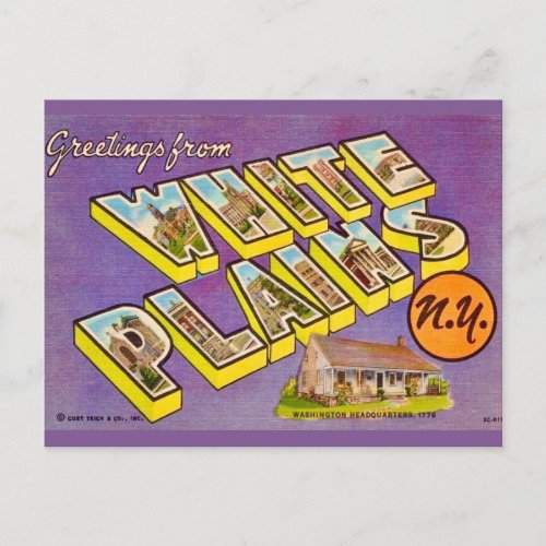 Vintage White Plains NY Greeting Postcard