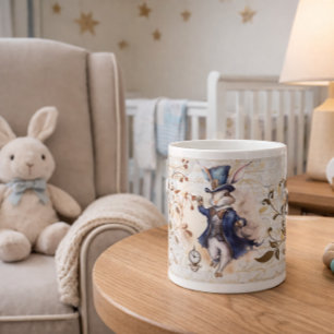 Vintage White Rabbit Alice Illustration Giant Coffee Mug