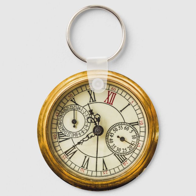 Vintage White Rabbit Ancient steampunk Watch Keychain (Front)