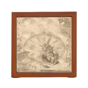 Vintage White Rabbit Collage Desk Organizer