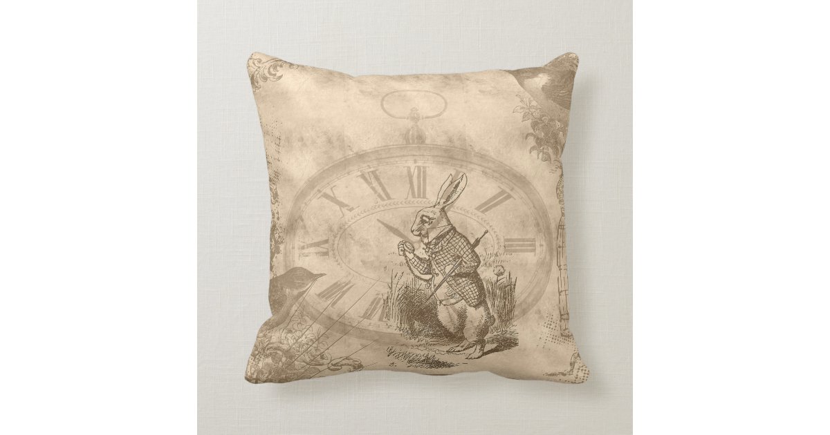 Vintage White Rabbit Collage Throw Pillow | Zazzle.com