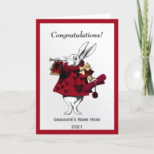 Vintage White Rabbit Congratulations Graduation Card