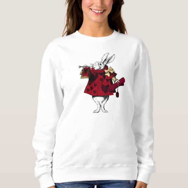 Vintage White Rabbit Hearts Sweatshirt (Front)