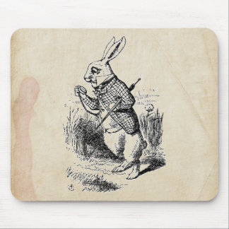 Vintage White Rabbit Mouse Pad