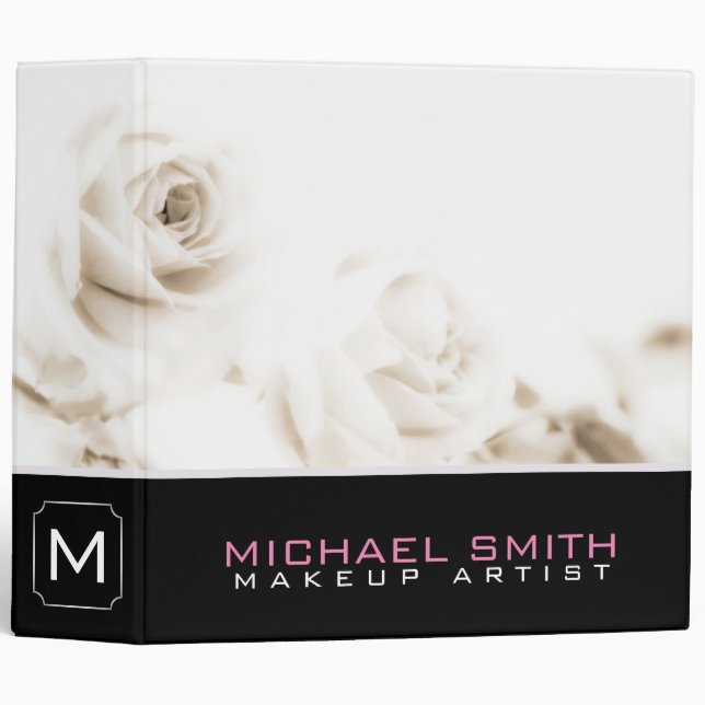 Vintage white rose 3 ring binder (Front/Spine)