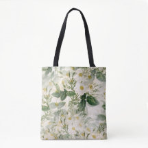 Vintage White Rose Botanical Aesthetic Tote Bag