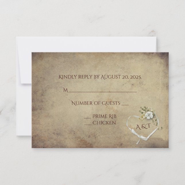 Vintage white Rose Bouquet RSVP (Front)