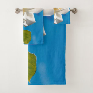 Vintage White Rose Flower Bath Towel Set