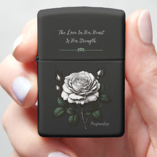 Vintage White Rose Flower Love Quote Floral Zippo Lighter