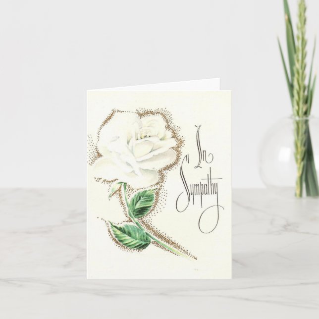 Vintage White Rose Sympathy Card (Front)