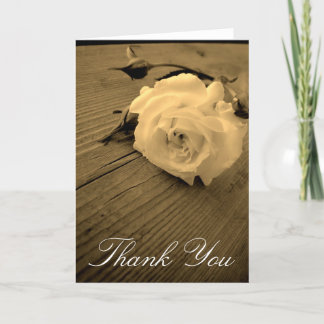 Vintage White Rose Thank You Card