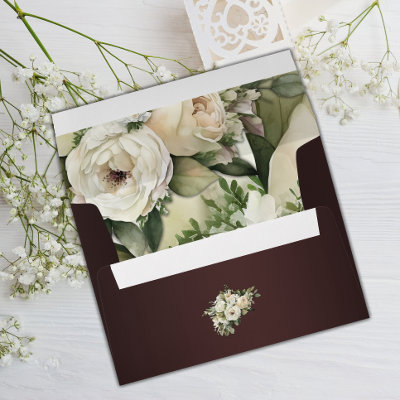 Vintage White Roses and Dark Burgundy Wedding
