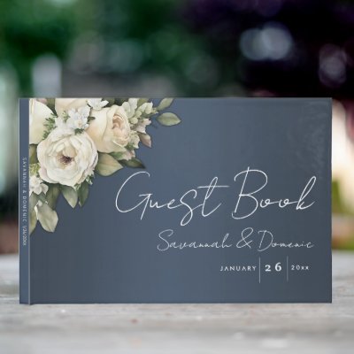 Vintage White Roses and Dusty Blue Wedding